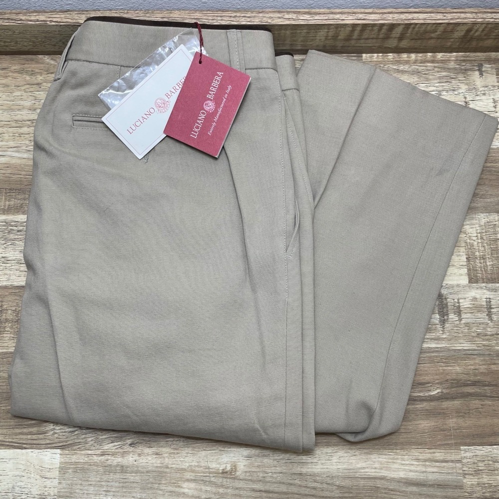 Luciano Barbera Men Khaki Cotton Sports Trousers Made in Italy 52 IT 36-Large US